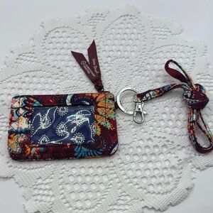 Vera Bradley Burgundy and Blue ID Holder with Lanyard